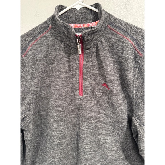 Tommy Bahama Mens Gray Heather 1/4 Zip Pullover Fleece Sweatshirt M - Picture 2 of 7